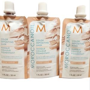 Moroccanoil Color Depositing Mask, 1 ounce packet, Rose Gold, Lot of 3
